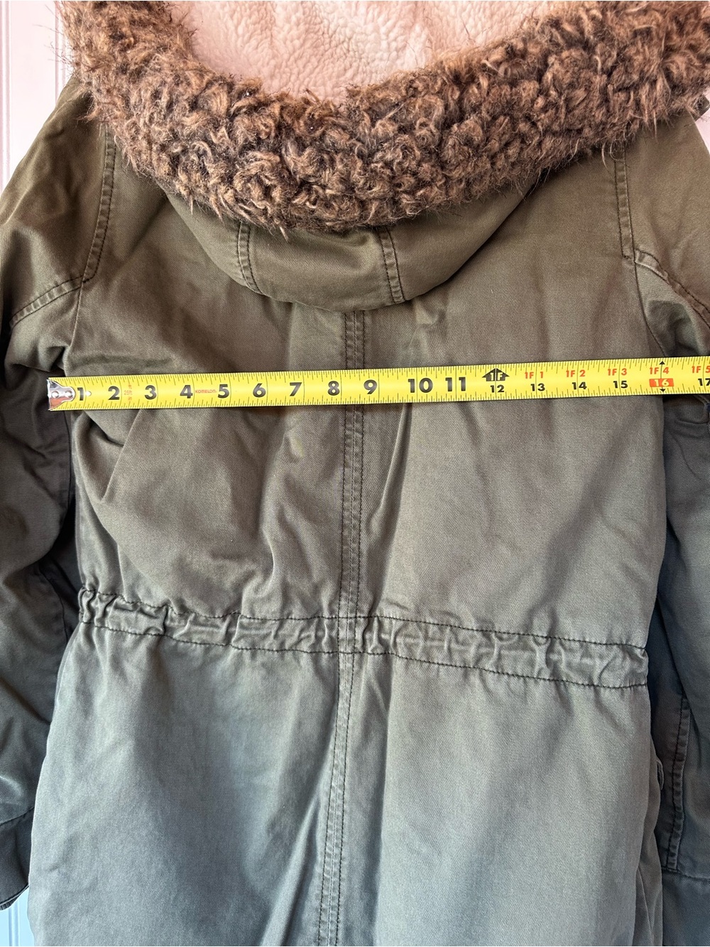 Abercrombie & Fitch Olive Green Utility Parka with Faux Fur Hood - Picture 6 of 9